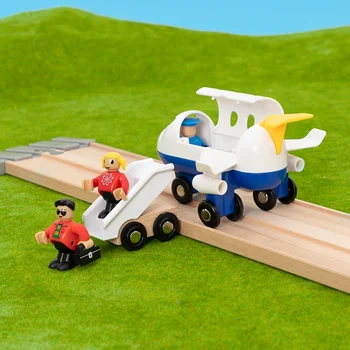 Monte Yapı Taşları Araba Uçak Modeli Ahşap tren rayı Demiryolu Bulmaca Çocuk Oyuncak Yolcu Uçağı Parça Genel Aksesuarlar