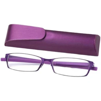 Mor Siyah Kapaklı Gözlük Durumda Çelik Kasa Küçük okuma gözlüğü Durumda Siyah Optik Kalem Varil Lens Çantası Gözlük Kılıfları