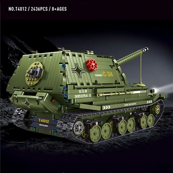 Motorlu Yüksek Teknoloji T4012 2436 Adet rc Tank Destroyer Araba Askeri Zırhlı Araç Moc Tuğla Modeli Yapı Taşları Çocuk Oyuncak Hediyeler