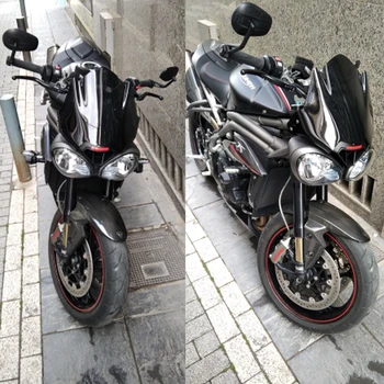 Motosiklet Cam Ön Cam Triumph Sokak Üçlü 765 RS 2016-2020 hız ÜÇLÜ 1050 R S rüzgar deflektörü Çift Kabarcık