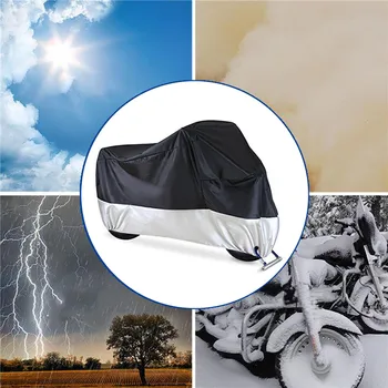 Motosiklet Kapakları Gümüş Motorlar Bisiklet Toz Su Geçirmez Açık Kapalı 210T Yağmur UV Koruyucu Kapak Ceket Bisiklet Scooter