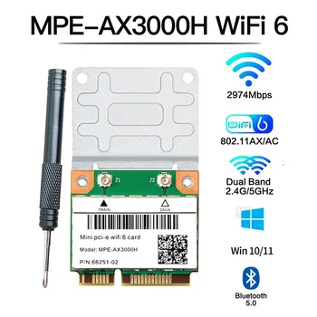 MPE-AX3000H WiFi 6 Kablosuz Kart Çift Bant 802.11 ax Yarım Mini Pcı-E Wi-Fi Kartı PCI Express Ağ Adaptörü BT5.0 2.4 GHz 574 Mbps