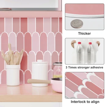 Mutfak Backsplash duvar karoları Ev duvar süslü çıkartmalar Güçlü Yapıştırıcı 3D Vinil Duvar Kağıdı