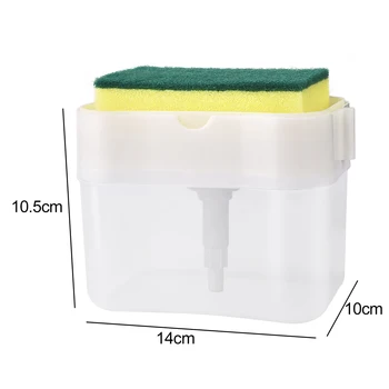 Mutfak temizleme sıvısı Dağıtıcı Manuel İtme Tipi Kutu bulaşık deterjanı Konteyner Sünger Tutucu İle Ev yıkama sıvısı Depolama Araçları
