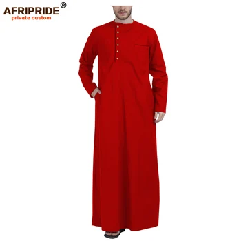 Müslüman Giyim Erkekler için Jubba Thobe Uzun Kollu ve Yuvarlak Boyun Artı Boyutu İslami Giyim Müslüman Elbise AFRIPRIDE A001