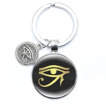 Mısır Tanrıları Güç Göz Anahtarlık Cabochon Cam Horus Gözü Muska Sembolü Metal kolye Mısır Takı Ojo De Horus Anahtarlık