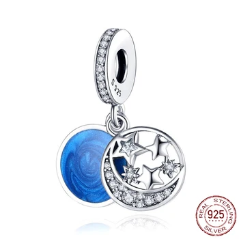 Neastamor Mavi Charm Otantik 925 Ayar Gümüş Boncuk Fit Orijinal Pandora Bilezik Yapımı Moda DIY Takı Kadınlar İçin
