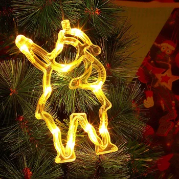 Noel ağacı kardan adam yıldız çan melek ışıkları pil gücü Noel LED peri pencere asılı ışıklar yeni yıl tatil dekorasyon için
