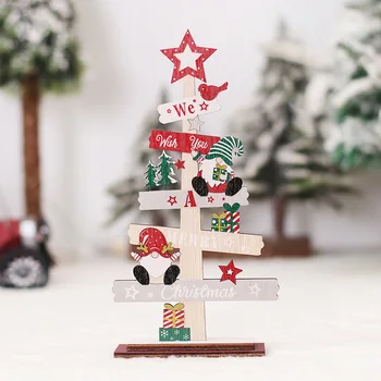 Noel Ağacı Şekli Süsler Ahşap Santa Kardan Adam Masaüstü Kolye Noel Yeni Yıl Partisi Ev Dekorasyonu Masa Dekoratif El Sanatları