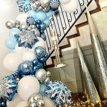Noel Balon Kemer Kar Tanesi Folyo Balonlar Garland Kiti yılbaşı dekoru Doğum Günü Balonları Bebek Duş Arka Plan Parti Dekor