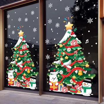 Noel Dekorasyon Ev Pencere Çıkartmaları duvar çıkartmaları Penguen Noel Baba Noel Çıkartmaları Yeni Yıl Çıkartmaları cam kapi