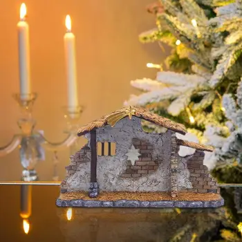 Noel Doğuş Istikrarlı Noel Mini Reçine İsa Doğum Süslemeleri Noel Arifesi Dekor İçin Ev Şömine