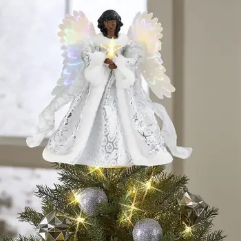 Noel melek ağacı Topper Noel ağacı Topper melek kolye ışık ile klasik melek heykeli Treetop Noel süsler için