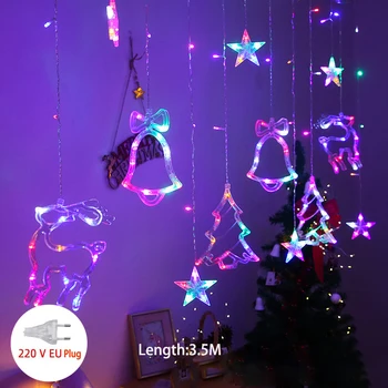 Noel Peri perde dize ışıkları 3.5 M LED yıldız Geyik 220V Garland Festoon Noel Ağacı İçin yeni Yıl Navidad Parti Dekor