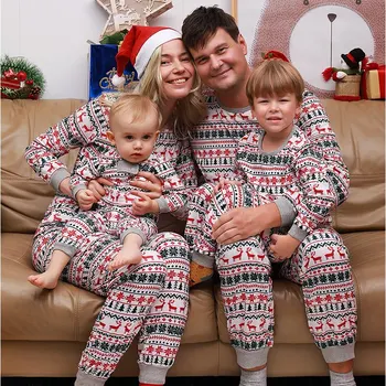 Noel Pijama Aile Eşleştirme 2022 Yeni Yıl Baba Anne Çocuk Bebek Bak Giyim Seti Baba Anne Ve Kızı Oğlu Pijama Kıyafet