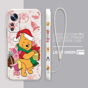 Noel Winnie Pooh Ayı telefon kılıfı İçin Xiaomi Mi 12 11 11T 10 10T 9 9SE Lite Pro Ultra A3 Sıvı Sol Halat Şeker Kapak Fundas
