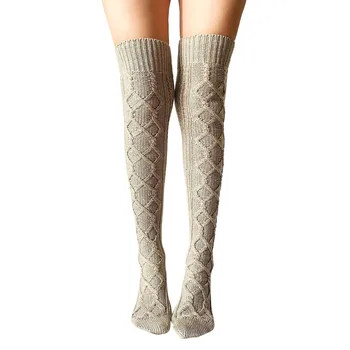 Noel Çorap kadın Uzun Örme Çorap Kızlar Bayanlar Kadınlar için Kış Örgü Çorap Uyluk Yüksek Diz Üzerinde Çorap Sıcak