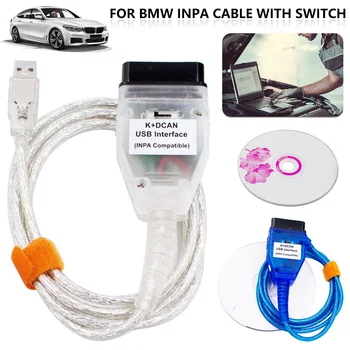 OBD2 Tarayıcı Anahtarı USB Arabirim Kablosu BMW INPA K + CAN INPA K DCAN Profesyonel Taşınabilir Araba Konektörü Kod Teşhis Aracı
