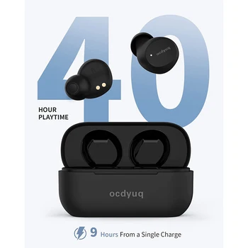 Ocdyuq Kulaklık-Bluetooth 5.1 kablosuz kulaklık ile Kauçuk Yağ Tipi-C Şarj Kılıf ile Mikrofonlar Temizle Çağrı 40 H - Mat Siyah