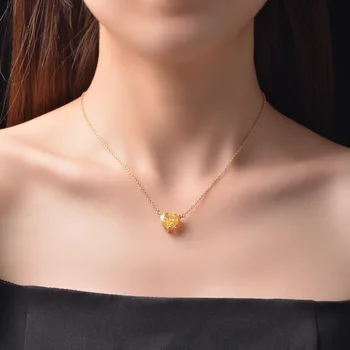 OEVAS Altın Renk 100 %925 Ayar Gümüş Topaz Kalp Kolye Kolye Kadınlar İçin Köpüklü Yüksek Karbonlu Elmas Güzel Takı Hediye