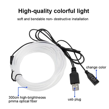 OKEEN LED Araba İç EL Neon Işıklar şerit USB RGB Renkli Ortam Lambası Anahtarı Kontrolü İle Araba Dekorasyon Atmosfer Lambaları 5V