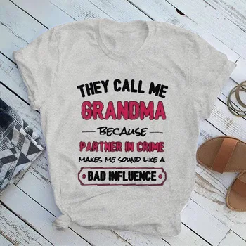Onlar Çağrı Bana Büyükanne Baskı Kadın T Shirt Kısa Kollu O Boyun Gevşek Kadın Tişört Bayanlar Tee Gömlek Tops Giysileri Camisetas Mujer