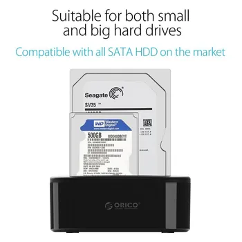 ORICO Çift bay Sabit Disk Yerleştirme İstasyonu için 2.5 / 3.5 İnç HDD SSD SATA USB 3.0 HDD Yerleştirme İstasyonu ile 12V3A Güç Adaptörü
