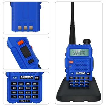 Orijinal Baofeng UV 5R Mavi 10 KM CB Ham Radyo Istasyonu Iki yönlü Amatör VHF Güçlü 5 W UV - 5R Walkie-talkie Avcılık Radyolar