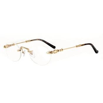Orijinal Kalite Titanyum Çerçevesiz Gözlük Erkekler Ve Kadınlar İçin Miyopi Reçete Optik Gözlük Retro Oval Lens Punk Gözlük