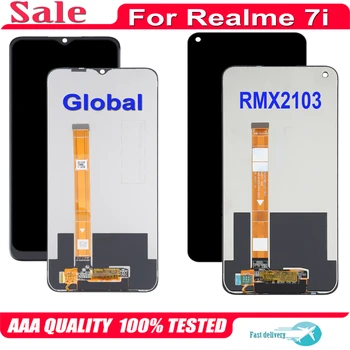 Orijinal Realme İçin 7i Küresel RMX2193 LCD ekran dokunmatik ekranlı sayısallaştırıcı grup İçin Realme İçin 7i RMX2103 LCD