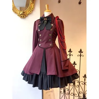 Ortaçağ rönesans tatlı lolita elbise vintage falbala ilmek yüksek bel viktorya dönemi tarzı elbise kawaii kız gotik lolita op loli cos
