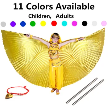 Oryantal Dans Kanatları Çocuklar Oryantal Dans Kostümleri Yetişkin Bollywood Oryantal Dans Melek Kanatları Altın Kız Çocuk 11 Renkler Ücretsiz Sopa