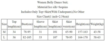 Oryantal Dans Seti Sequins Üst Uzun Kollu Bölünmüş Etek Uygulama Elbise Takım Elbise Kadın yetişkin Yüksek Bel Performans Giyim
