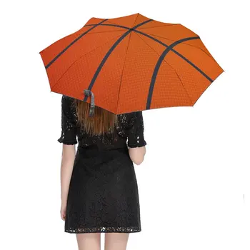 Otomatik Şemsiye Yağmur Kadınlar Üç katlanır Şemsiye Basketbol Arka Plan Rüzgar Geçirmez Şemsiye Kadın Su Geçirmez Şemsiye