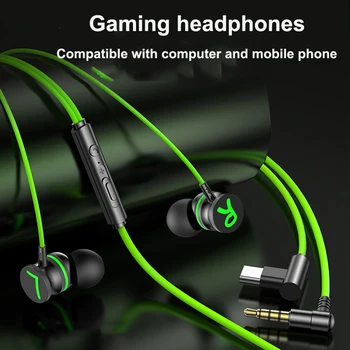 Oyun Kablolu Kulaklık USB Tip C 3.5 MM Kulak Kulaklık Mic İle Stereo Çağrı Kulaklık Kulaklık Oppo Xiaomi Huawei Bilgisayar