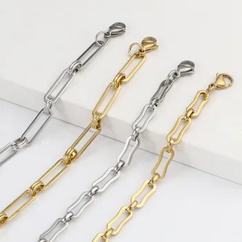Paslanmaz çelik bilezikler Kadınlar Erkekler İçin Düzensiz Metal Zincir Bilezik el Takı Aksesuarları 19cm (7 4/8