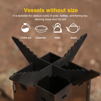 Paslanmaz Çelik kamp sobası Taşınabilir Katlanabilir Ahşap Brülör Katlanabilir Yanan Roket Soba Piknik Pişirme Tencere