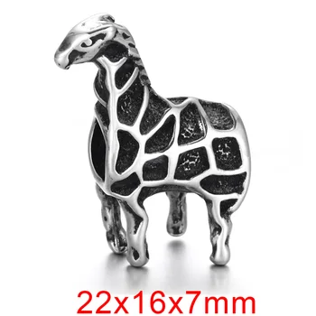 Paslanmaz Çelik Zürafa Boncuk Cilalı 5mm Delik Metal Avrupa Boncuk Hayvan Charms DIY Takı Yapma Aksesuarları