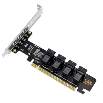 PCI-E X16 4-Port U. 2 NVME SFF-8643 Genişleme Kartı Yüksek Hızlı Pcıe 4.0 Bölünmüş Kartları İçin LED Göstergesi 2U Şasi
