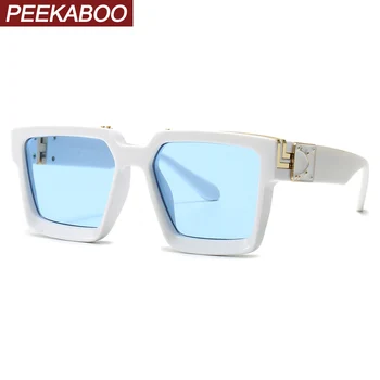 Peekaboo erkekler kare güneş gözlüğü kadınlar için sıcak satış mavi erkek güneş gözlüğü yeşil şeker renk uv400 hediye için erkek unisex yaz