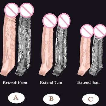 Penis Uzatma Kollu Prezervatif Uzatın 4-10cm Seks Oyuncakları Erkekler İçin Gecikme Boşalma Penis Büyütme Erkek Gerçek Yapay Penis Dick Seks Ürünleri