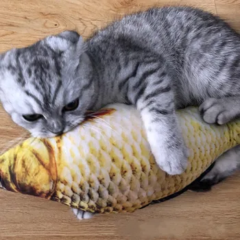 Pet Yumuşak Peluş 3D Balık Şekli Kedi Oyuncak İnteraktif Hediyeler Balık Catnip Oyuncaklar dolgu yastık Bebek Simülasyon Balık Oyun Oyuncak Evcil Hayvan İçin