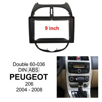 Peugeot 206 2000-2008 İçin araba Radyo Fasya 9 İnç Çerçeve Android 2Dın MP5 Çalar Stereo Paneli