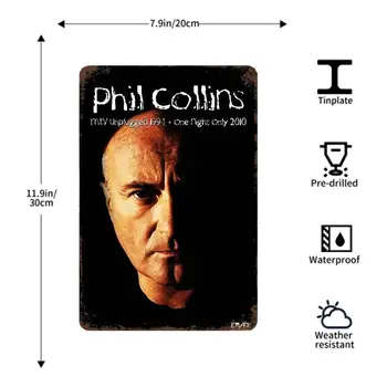 Phil Collins Davulcu metal Dekor Posteri Vintage Metal Tabela Metal Tabela Dekoratif Plak Pub Bar için Man Cave Kulübü Duvar Dekorasyon