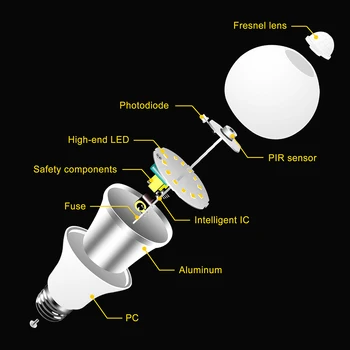 PIR hareket sensörlü LED Ampul E27 12W 18W AC85 - 265V B22 Led ışık Ampul IP42 Otomatik AÇIK/KAPALI Hareket Sensörü Lambası ev bahçe aydınlatması