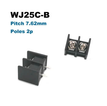 Pitch 7.62 mm Bariyer Vida PCB Terminal Bloğu 25C-B Düz 2/3/4/5/6/7/8P Morsettiera Tel Kablo Konektörü 14AWG 2. 5mm2
