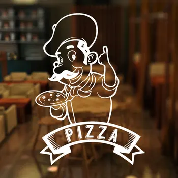Pizza Pizzeria Logo Aşçı Işareti Pencere Sticker Vinil Sanat Ev Dekor Mutfak İtalyan Restoran Yemek Odası Duvar Çıkartmaları 3519