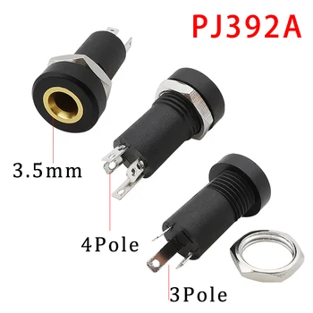 PJ392A 3.5 mm 3/4 Kutuplu Stereo Ses Jakı Panel Montajlı Lehim Konektörü Somun İle PJ-392A 3.5 MM 3 / 4Pin Kulaklık Dişi Soket Adaptörü