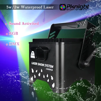 Pknıght (2 W,3 W) DJ ışıkları RGB ses aktif açık su geçirmez Led projektör parti ışıkları DMX ile uyumlu