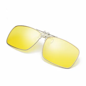Polarize Güneş Gözlüğü lens klipsi gözlük Gece Görüş Sarı Kadın Kare güneş gözlüğü Klipleri ile Unisex Klipler